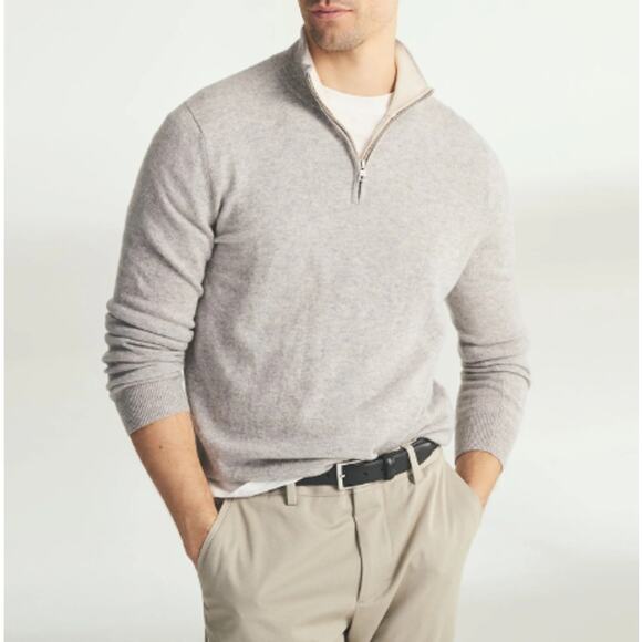 Naadam Signature Cashmere Color Blocked Quarter Zip Sweatshirt Size L - Picture 1 of 14